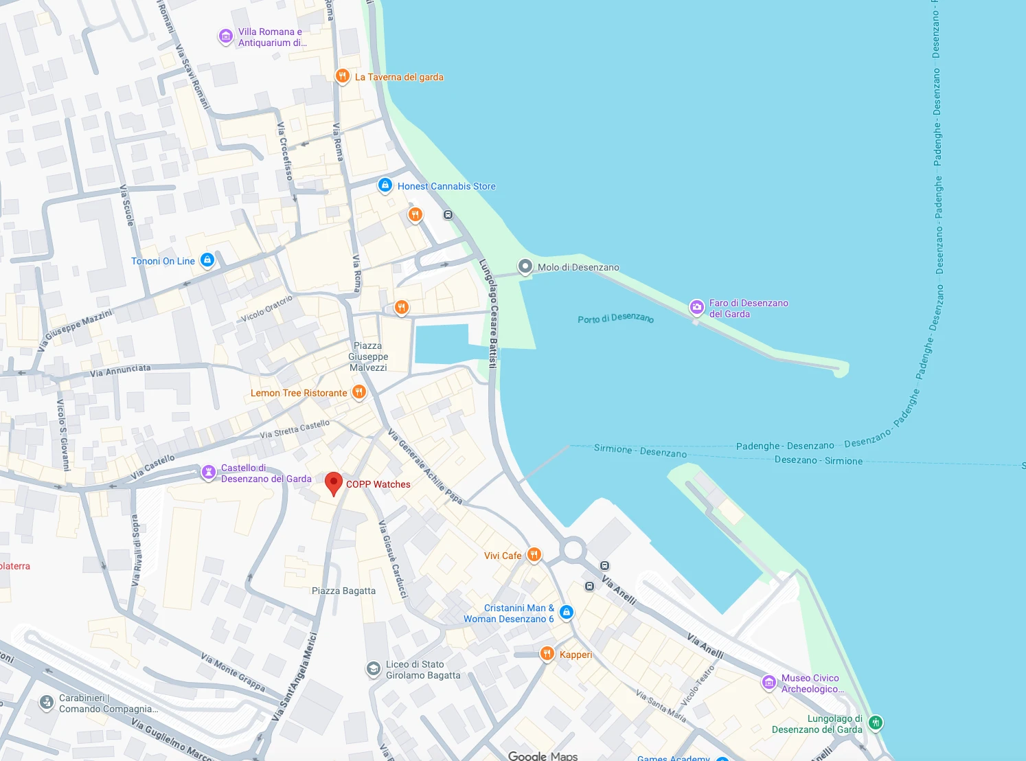Mappa parcheggi vicino a Copp Watches — Desenzano del Garda